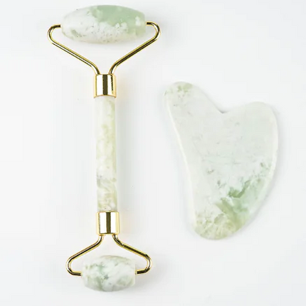 110g Xiu Yu White Jade Facial Roller Gua Sha Set
