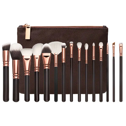 15-Piece Pink Rose Gold Makeup Brush Set