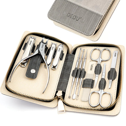 DEOU Manicure Sets Nail Clippers Stainless Steel Manicure and Pedicure kit Girls Professional Nail Files and Mens Grooming Scissors Tools for Home Personal Care or Gifts (Gray)